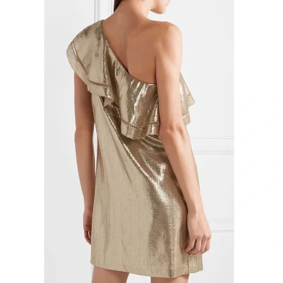 Rachel Zoe Ruffled One-Shoulder Jacquard Dress NWT - Picture 3 of 16